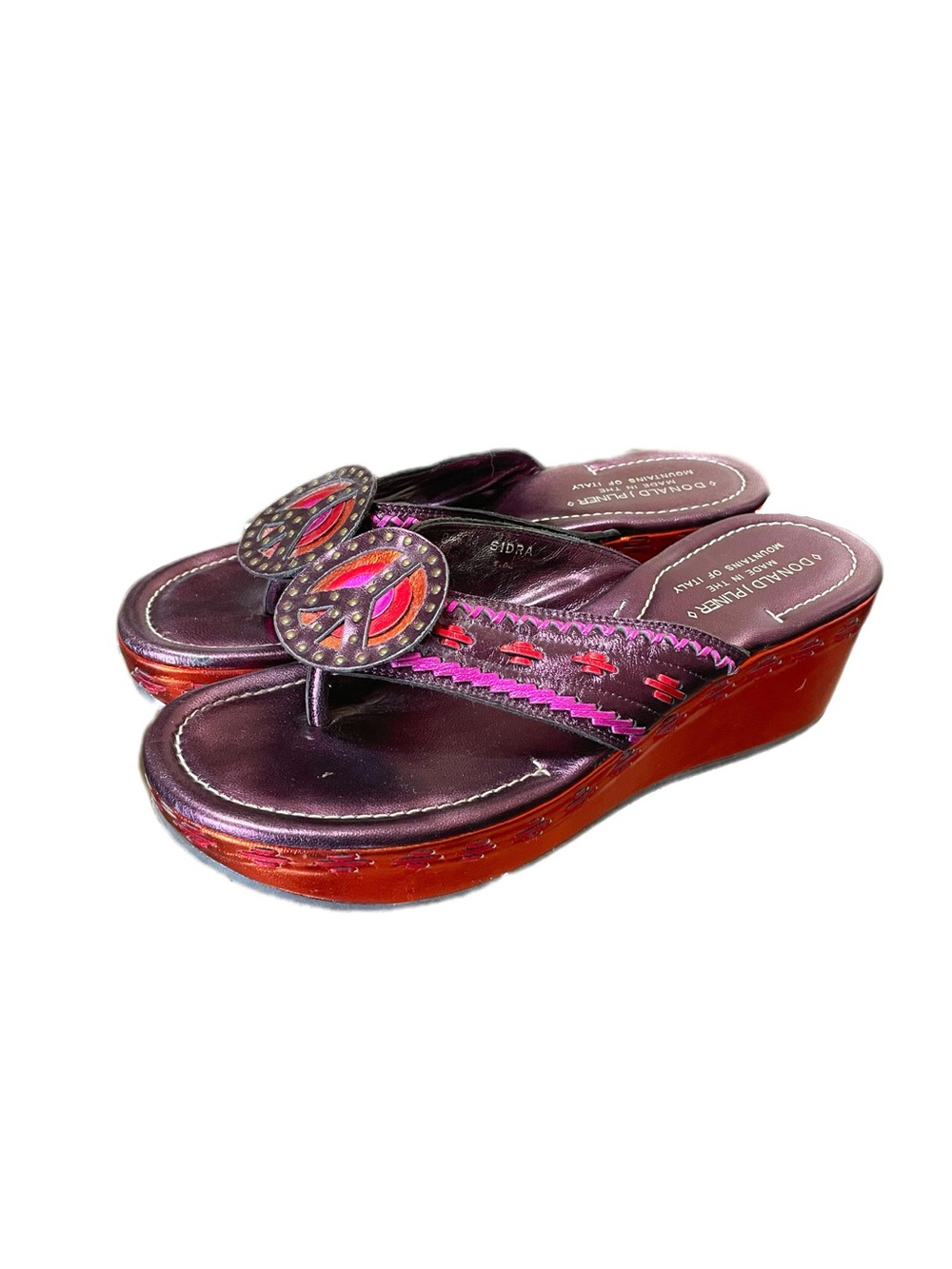 Donald J. Pliner Couture SIDRA Metallic Leather PEACE SIGN Platform Sandal